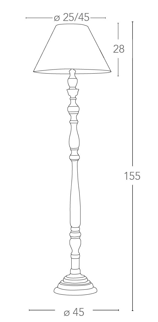 Lampada da Terra Piantana 155 cm in Legno 60W E27 I-BOUTIQUE/PT acquista