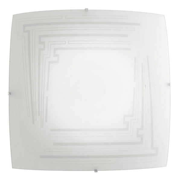 Plafoniera Vetro Quadrata Decoro Glitterato Lampada Moderna Interni E27 acquista