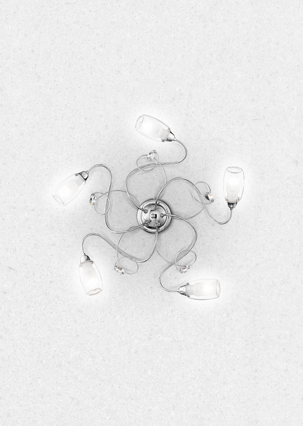Plafoniera Cromata diffusori Vetro decori Cristalli K9 Lampada Elegante Interni E14 online