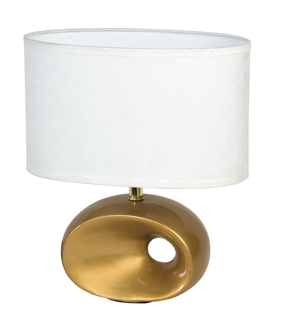 prezzo Abat jour fusto Forato Ceramica Oro paralume Tessuto Bianco Lampada Moderna E27
