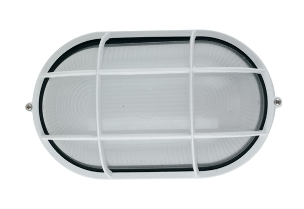 online Plafoniera Ovale Bianca con Griglia Alluminio Esterno E27
