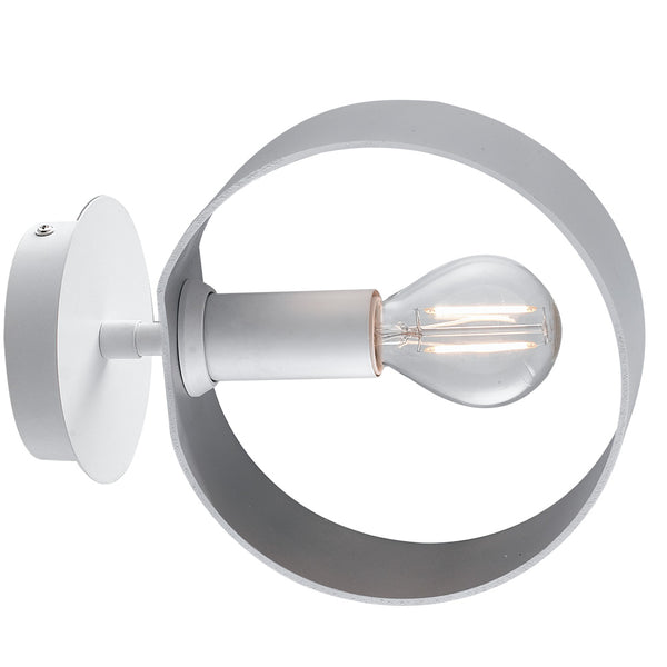 acquista Applique Anelli Orientabili Metallo Bianco Silver Lampada Moderna E14