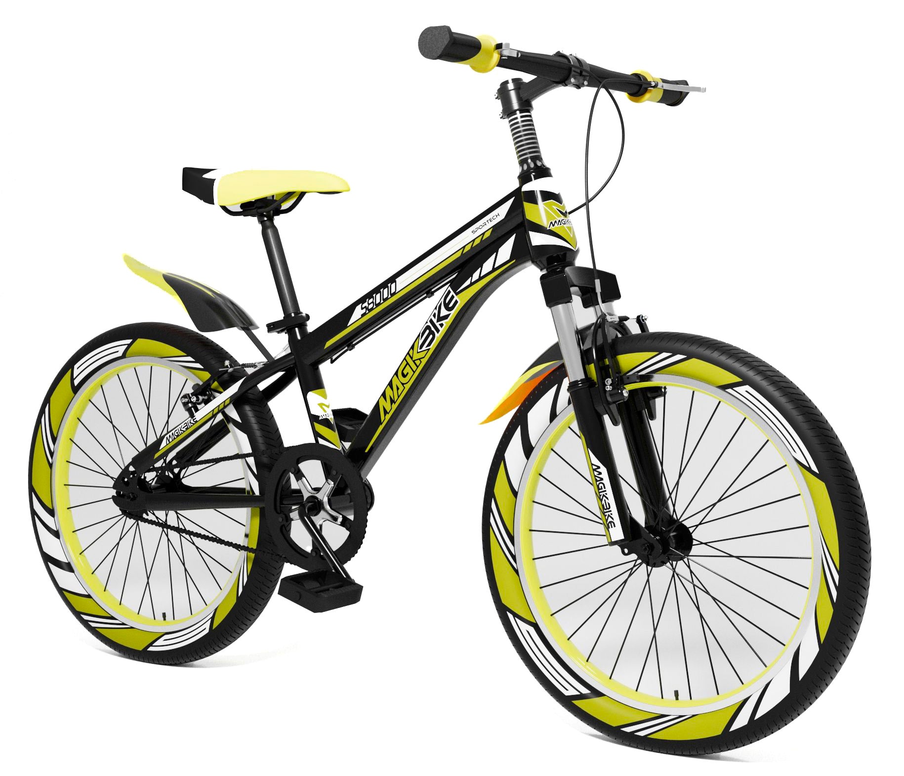 Bicicletta per Ragazzo 20” con Ammortizzatori Anteriori Magik-Bike Rancing  S8000 Gialla e Nera – acquista su Giordano Shop
