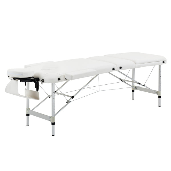 Lettino da Massaggio Fisioterapia Pieghevole 215x60x61-84 cm in Alluminio Bianco acquista