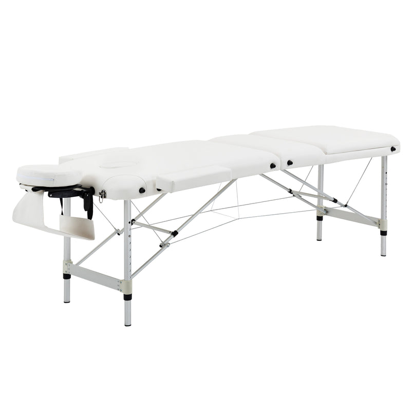 Lettino da Massaggio Fisioterapia Pieghevole 215x60x61-84 cm in Alluminio Bianco-1