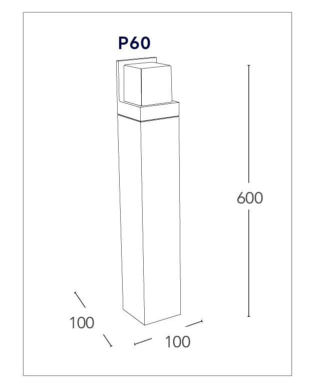 Palo Esterno Alluminio Diffusore Cubico Bianco Led 10 watt Luce Calda Intec LED-NISMO-P60-3