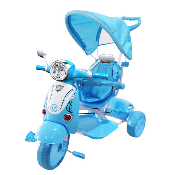 Triciclo a Spinta Seggiolino Reversibile per Bambini Kidfun Classic Blu sconto