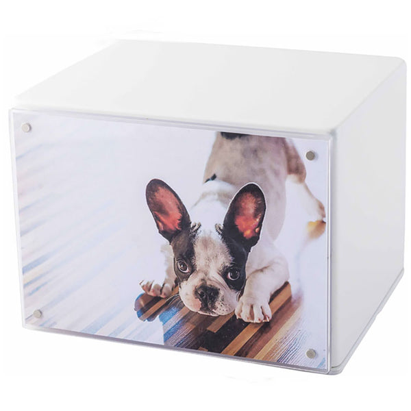 Urna Cineraria in Legno Laccato con Cornice Magnetica per Animali 15x12x10cm GMF Bianco prezzo