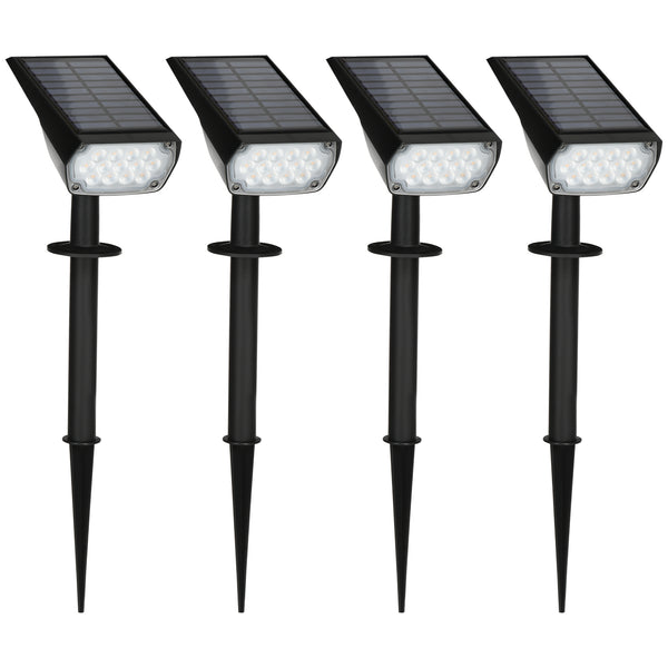 Set 4 Faretti Solari da Giardino 17x10x48,3 cm a LED Nero acquista