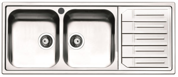 online Lavello Cucina 2 Vasche 116x50 cm in Acciaio Inox Apell Melodia Gocciolatoio Destro