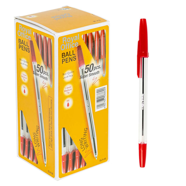Set 50 Penne ad inchiostro a sfera lunga durata con clip Rosso prezzo