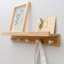 Mensola con 5 ganci 61x12x10 cm appendiabiti asciugamani in legno di bambù da parete-5