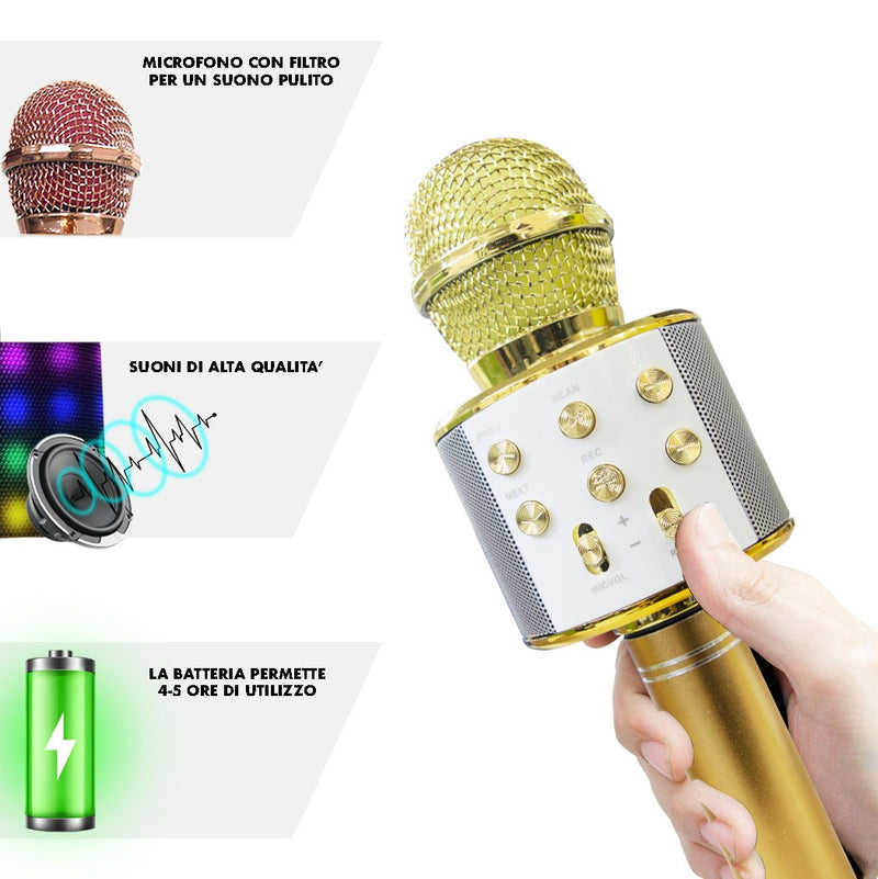 Microfono wireless hifi speaker registra e ascolta le tue canzoni Dorato-5
