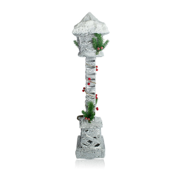Lampione di Natale H60 cm in Metallo e Poliestere con Glitter e Luce prezzo