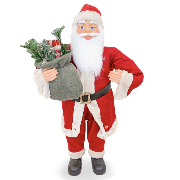 Pupazzo Babbo Natale H90 cm con Luci e Suoni Rosso e Crema acquista
