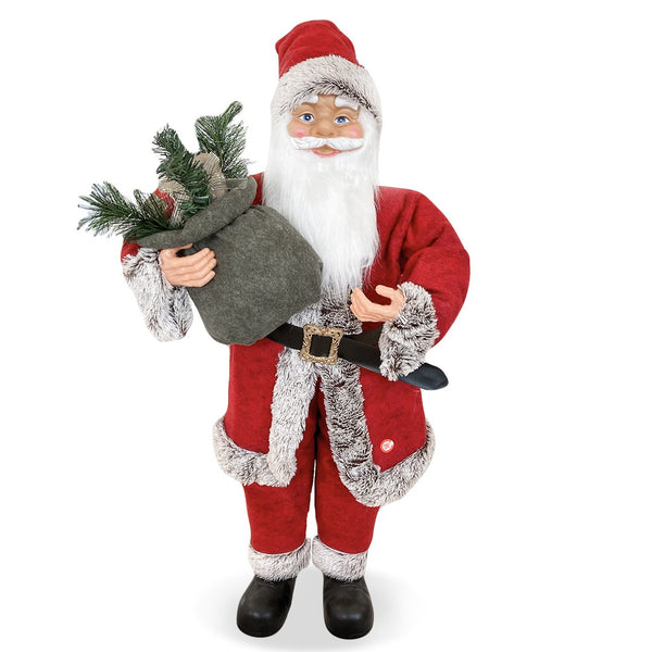 Pupazzo Babbo Natale H90 cm con Luci e Suoni Rosso e Grigio acquista