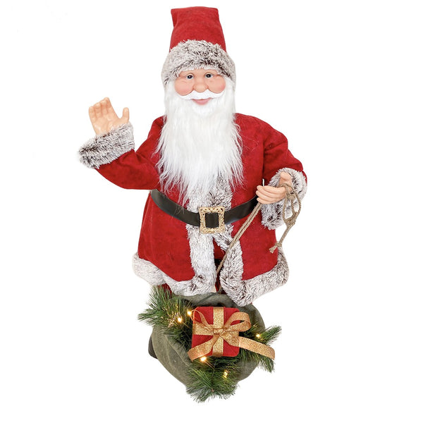 prezzo Pupazzo Babbo Natale H80 cm con Luci e Movimento Rosso e Grigio