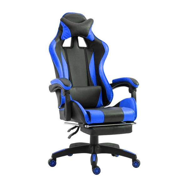 Sedia da Gaming Ergonomica 66x60x134 cm con Poggiapiedi in Similpelle Blu sconto
