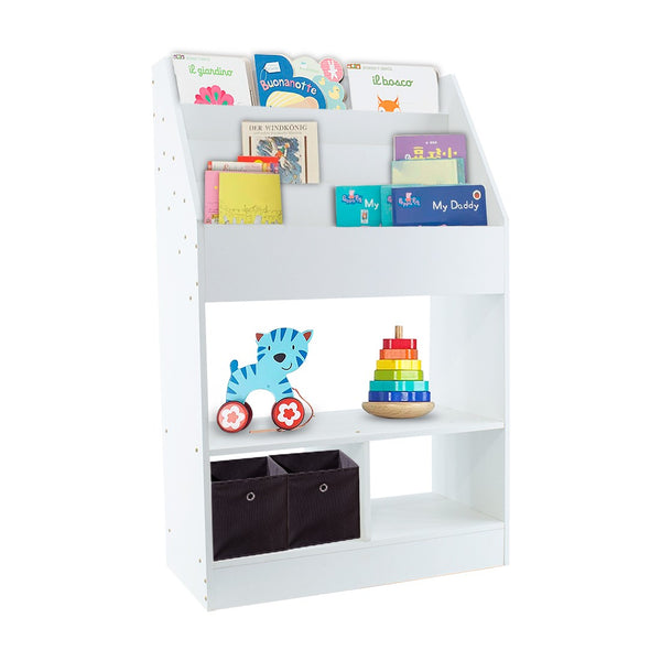 sconto Libreria Montessori per Bambini 63x30x100 cm 4 Ripiani in MDF e Truciolato Bianca