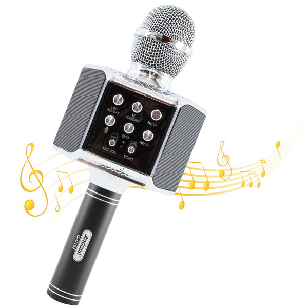 Microfono Karaoke Wireless con Luci Led Registra Canta e Riproduce Musica Nero prezzo