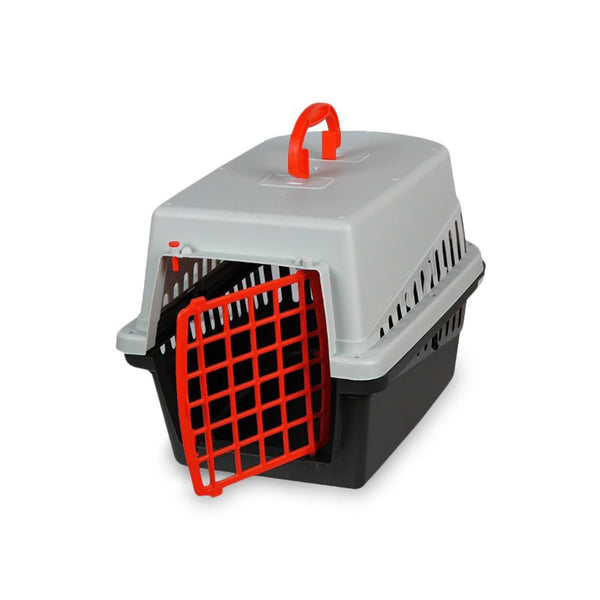 Trasportino con griglia in plastica per cani e gatti da viaggio 50 cm Rosso acquista