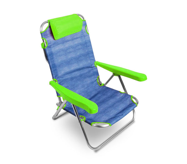 Spiaggina Pieghevole reclinabile in alluminio con braccioli e cuscino Lime online