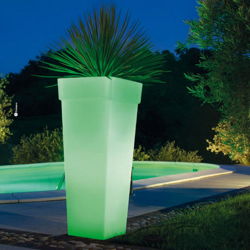 Vaso Luminoso da Giardino a LED 40x40x100 cm in Resina 5W Oak Bianco Freddo-5