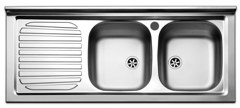 Lavello Cucina 2 Vasche 120x50 cm in Acciaio Inox Apell Pisa Gocciolatoio Sinistro-1