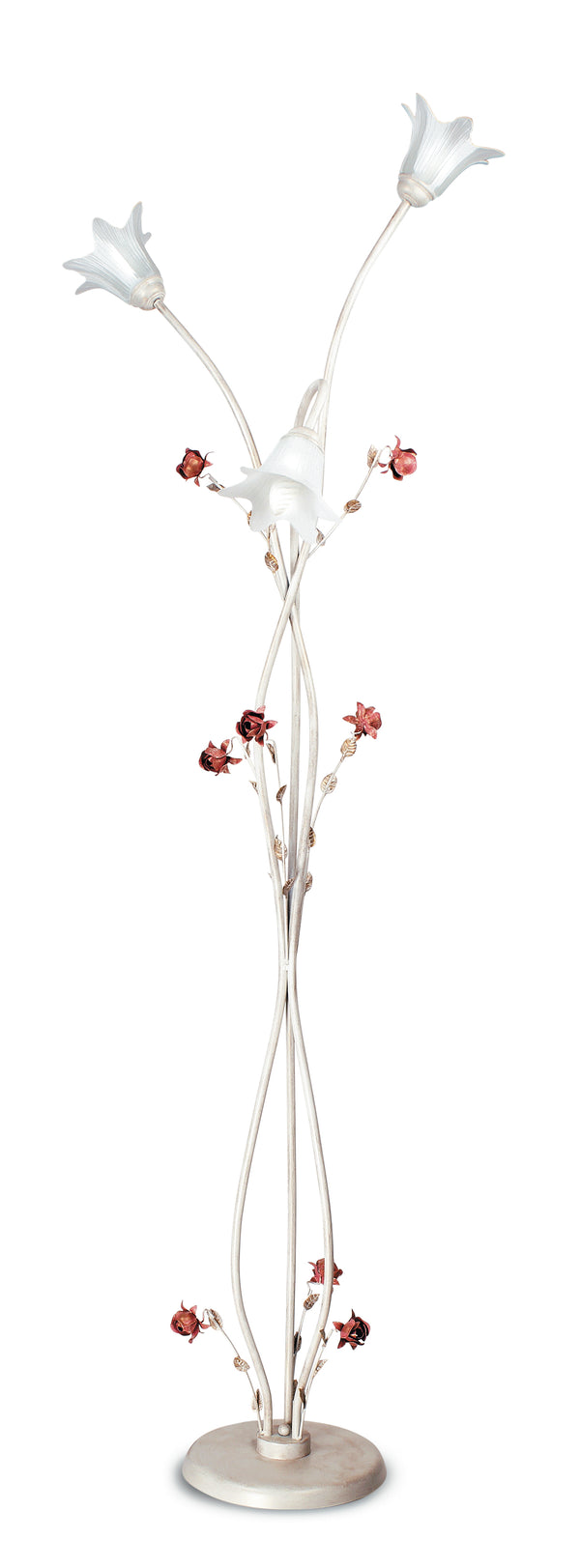 Piantana Elegante Rose Metallo Bianco Rosso diffusori Vetro Lampada da Terra Classica E14 acquista