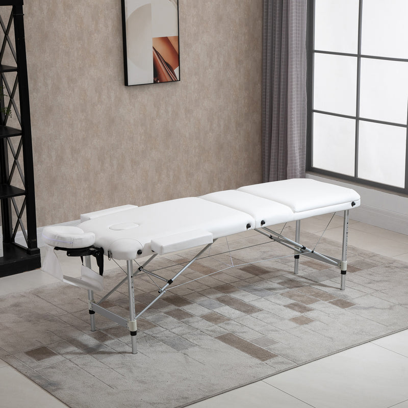 Lettino da Massaggio Fisioterapia Pieghevole 215x60x61-84 cm in Alluminio Bianco-2