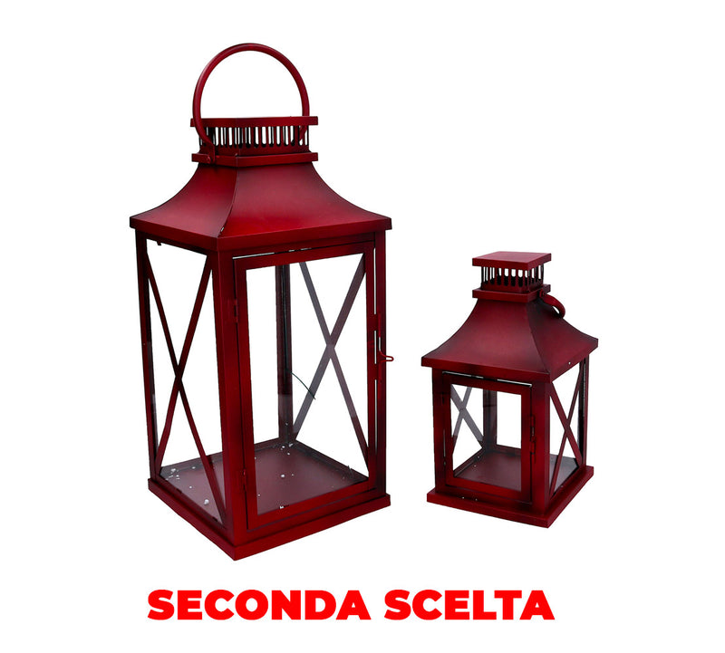 Set 2 Lanterne in Metallo rosso quadro Seconda Scelta-1