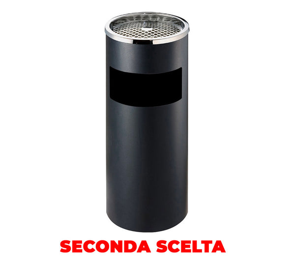 online Cestino Gettacarte Posacenere Ø24,7 cm in Metallo Nero Opaco 10L per Interno Esterno Seconda Scelta