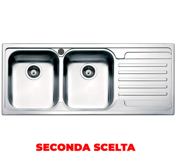 Lavello Cucina 2 Vasche 116x50 cm in Acciaio Inox Apell Venezia Gocciolatoio Destro Seconda Scelta sconto