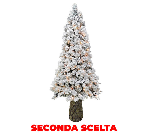 acquista Albero di Natale Artificiale Innevato 180 cm 30 Rami con Luci LED Abete del Gargano Verde Seconda Scelta
