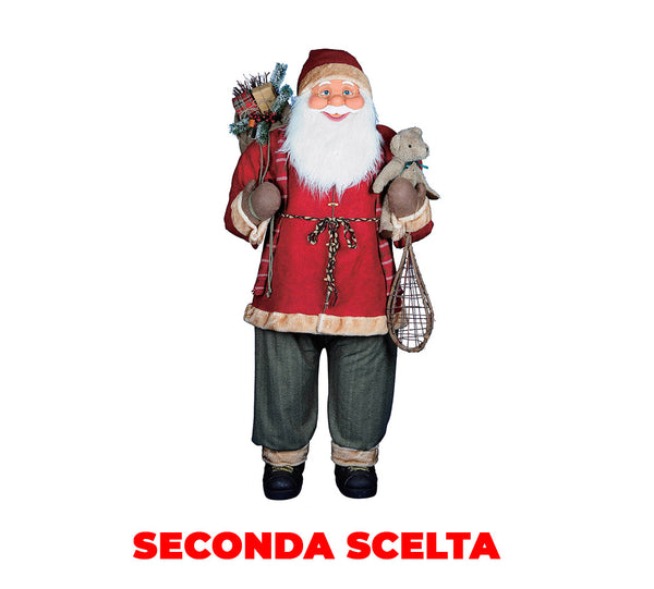 online Pupazzo Babbo Natale H180 cm con Doni Orso e Racchettoni Rosso e Grigio Seconda Scelta