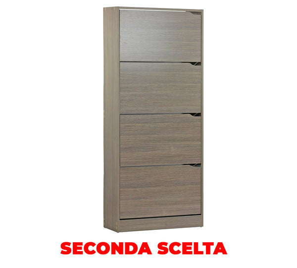 Scarpiera 4 ante 63x150x24 cm in Legno Melaminico Rovere Grigio Seconda Scelta acquista