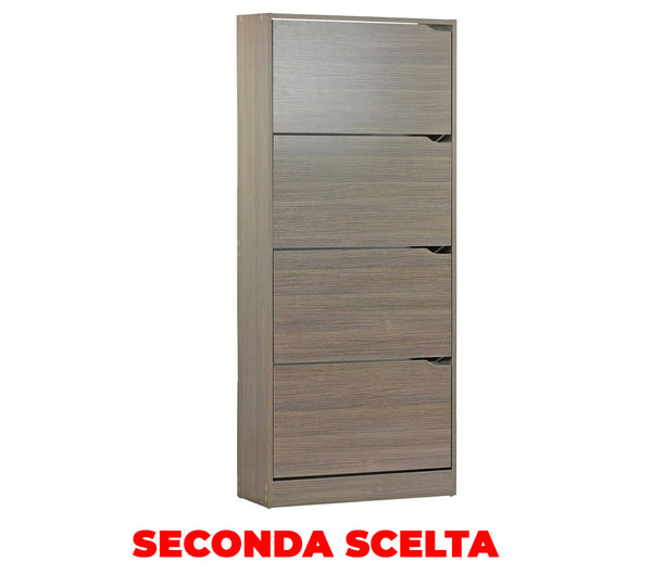 prezzo Scarpiera 4 ante 63x150x24 cm in Legno Melaminico Rovere Grigio Seconda Scelta