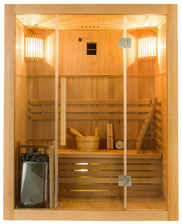 Sauna Finlandese ad Infrarossi 3 Posti 153x110 cm H190 in Legno di Abete Sense 3 online