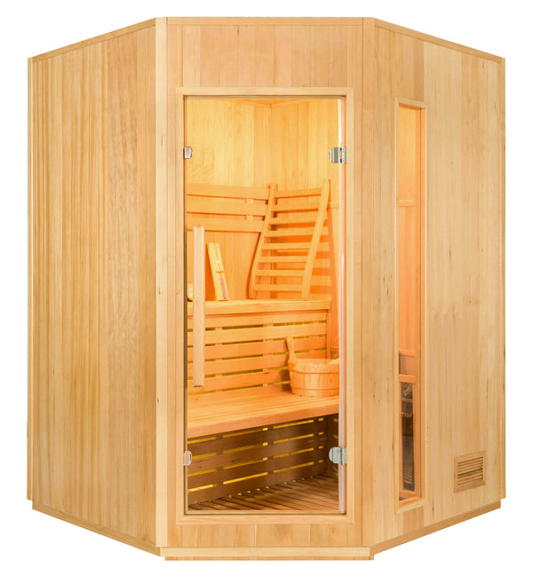 online Sauna Finlandese ad Infrarossi 3/4 Posti 150x150 cm H200 in Legno di Abete Zen 3C