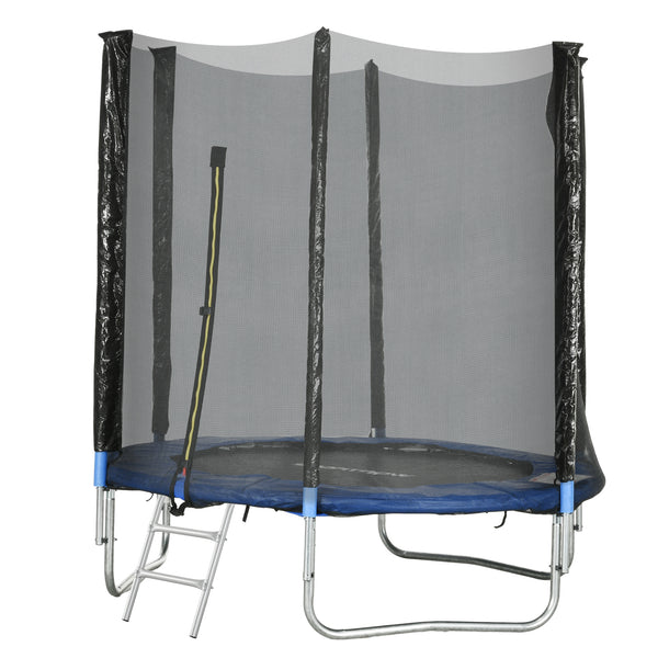 Trampolino Elastico con Scaletta e Rete di Sicurezza Ø180x200 cm in Acciaio e Plastica Blu online