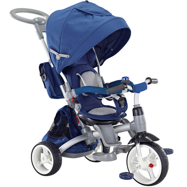 Triciclo Passeggino Seggiolino Reversibile 6in1 Happy Kids Blu sconto