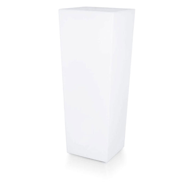 sconto Vaso Quadrato Luminoso da Giardino Solare Autoricaricabile 38x38x86 cm in Polietilene Sined Solar 86 Bianco