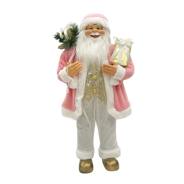 Babbo Natale Abito Rosa e Bianco H110 cm con Mini Lucciole e Suoni acquista