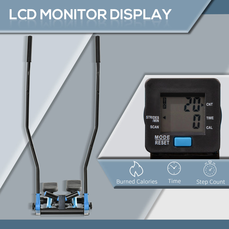 Stepper Fitness con Manubrio e Monitor LCD per Allenamento a Casa e Palestra   Blu-4
