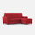 Divano 3 Posti con Pouf 212x155x85 cm Yasel in Tessuto Rosso