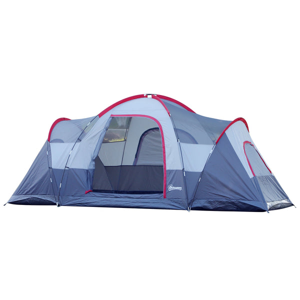 online Tenda da Campeggio per 6 Persone 4,55x2,3x1,8m con Pali in Fibra di Vetro Grigia