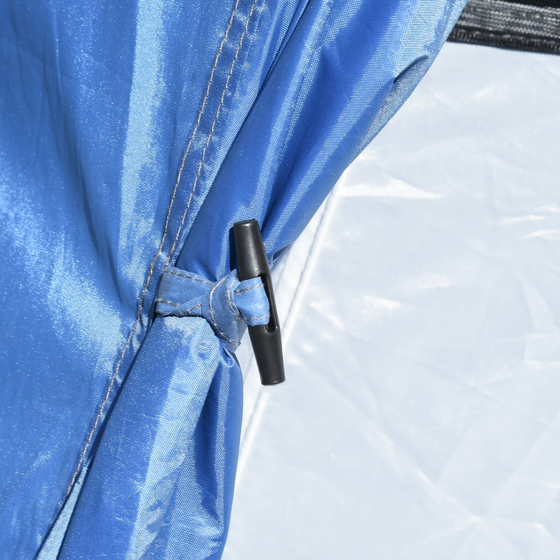 Tenda da Campeggio 265x140x95 cm con Gancio Interno e Finestre a Rete Azzurra-8