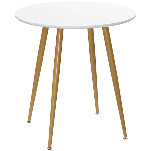 Tavolo da Pranzo Rotondo per 2 Persone Ø72x75 cm in MDF e Metallo Bianco e color Legno online
