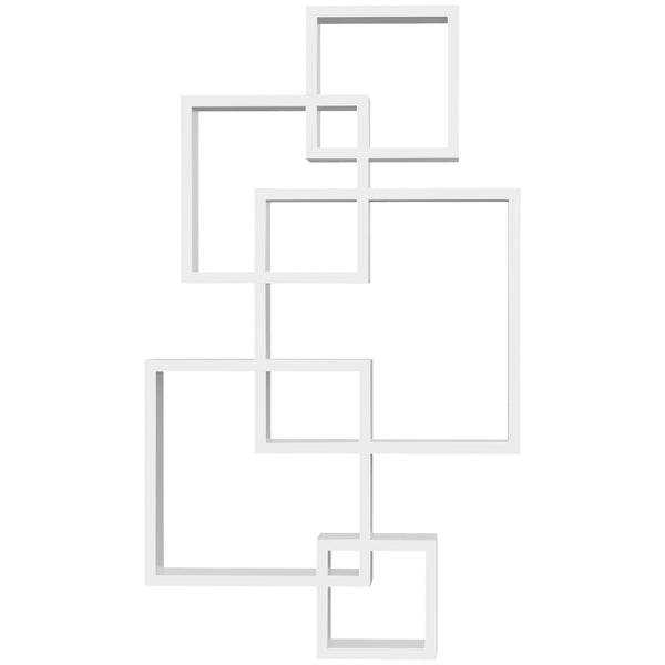 online Libreria Moderna Sospesa con 5 Cubi Intrecciati 49,5x10,2x86 cm in Legno Bianco