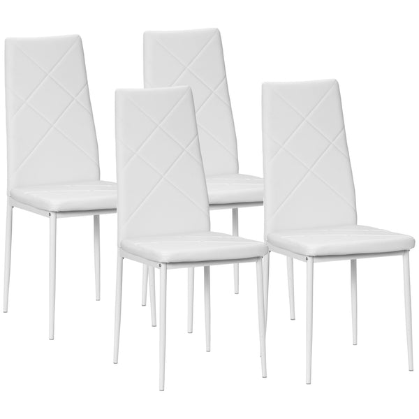 Set di 4 Sedie da Pranzo 41x50x97 cm con Schienale Alto in Similpelle Bianco prezzo